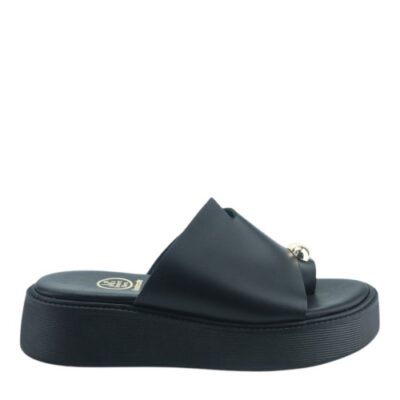 Γυναικεία δερμάτινα flatform sandals 1724 black