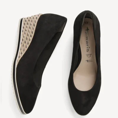 Tamaris Δερμάτινη Πλατφόρμα 1-22303-42 001 Μαύρο