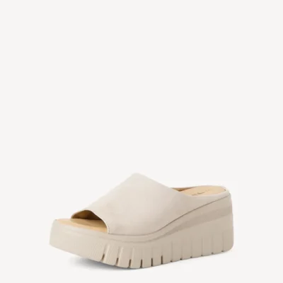 Tamaris Suede Mules με Τακούνι σε μπεζ Χρώμα