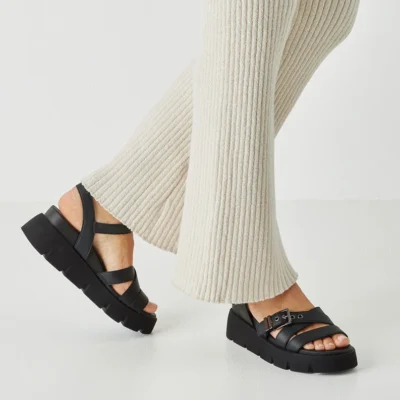 Tamaris 28510 46 001 Γυναικεία Πέδιλα από Δέρμα σε Μαύρο χρώμα