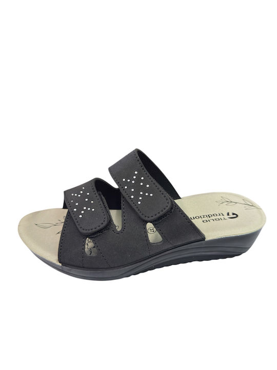 Tiglio Γυναικεία Ανατομικά Σανδάλια Μαύρα 4228