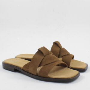 Γυναικεία δερμάτινα flat sandals BEATRIS Ι20 κάμελ