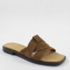 Γυναικεία δερμάτινα flat sandals BEATRIS Ι20 κάμελ