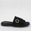 Γυναικεία δερμάτινα flat sandals BEATRIS I184 μαύρα