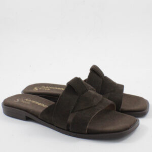 Γυναικεία δερμάτινα flat sandals BEATRIS Ι20 καφέ
