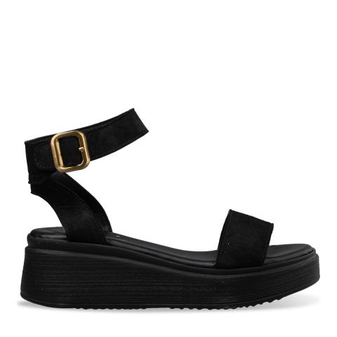 Γυναικεία δερμάτινα flatform sandals 1403 black
