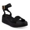 Γυναικεία δερμάτινα flatform sandals 1403 black