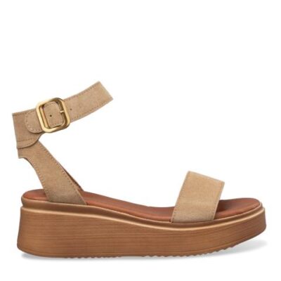 Γυναικεία δερμάτινα flatform sandals 1403 beige