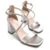 Mid heels kammenos shoes 1680 ασημί