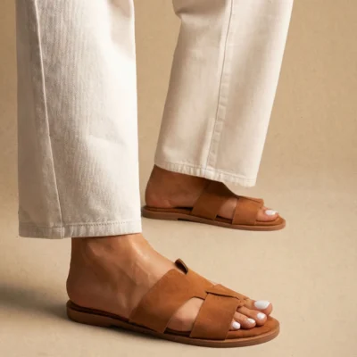 Δερμάτινα flat sandals 0147 καφέ (Αντιγραφή)