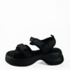 Sporty sandals με συνδυασμό υλικών και velcro σε μαύρο χρώμα 8040-19