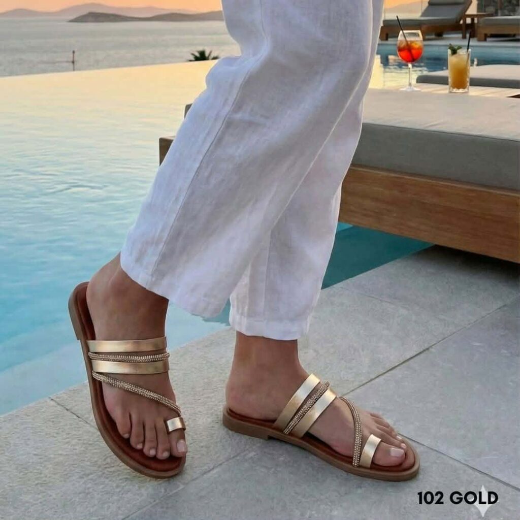 Δερμάτινα flat sandals 0102 καφέ