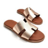 Δερμάτινα flat sandals 004 μπρονζέ