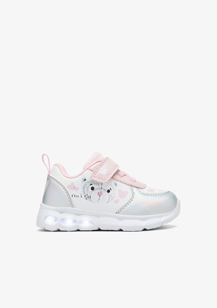 Bebe sneakers φωτάκια CONGUITOS OSSH161001 ανοιχτόχρωμο αρκουδάκι λευκό