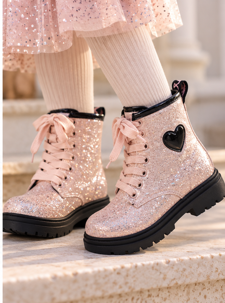 Παιδικά Μποτάκια 44014 FENECIA Μαύρα Glitter με Ροζ Καρδιά (Αντιγραφή)