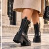 Γυναικείο μποτάκι OS629 Chelsea με τρακτερωτή σόλα – Μαύρο