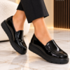 SABINO 2677401 Γυναικεία Loafers Μαύρα Λουστρίνι με Ενιαία Σόλα