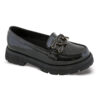 Παιδικά Μοκασίνια Loafers sd12176 με Χρυσή Αλυσίδα – Μαύρο Λουστρίνι