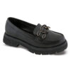 Παιδικά Μοκασίνια Loafers sd12176 με Χρυσή Αλυσίδα – Μαύρο Ματ