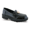 Παιδικά Μοκασίνια Loafers– SD12331  Μαύρο Λουστρίνι με Χρυσή Καρδιά