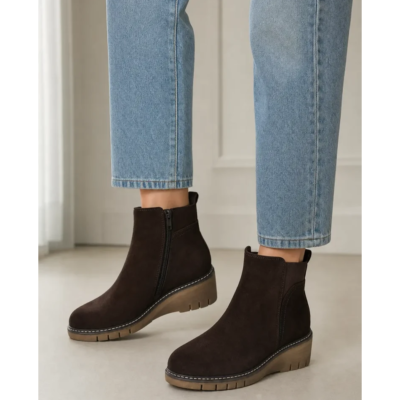 Γυναικεία Μποτάκια suede καφέ hl256