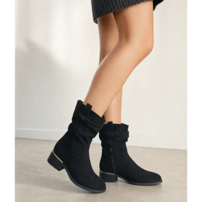 Γυναικεία Μποτάκια suede μαύρο OS650