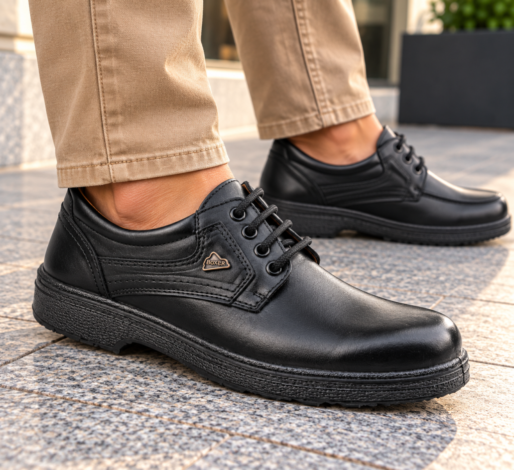 Δερμάτινα Δετά Παπούτσια Boxer 01581 μαύρο